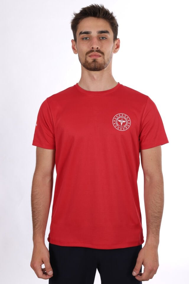 Kırmızı 112 Acil Sağlık Dry Touch Bisiklet Yaka Tişört Unisex