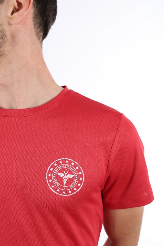 Kırmızı 112 Acil Sağlık Dry Touch Bisiklet Yaka Tişört Unisex