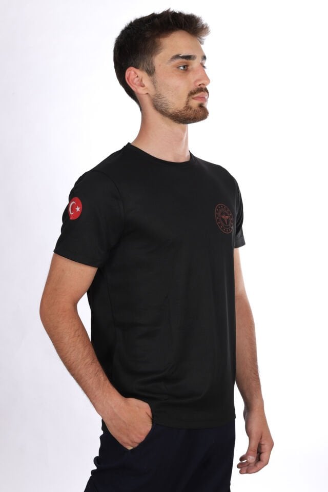 Siyah 112 Acil Sağlık Dry Touch Bisiklet Yaka Tişört Unisex