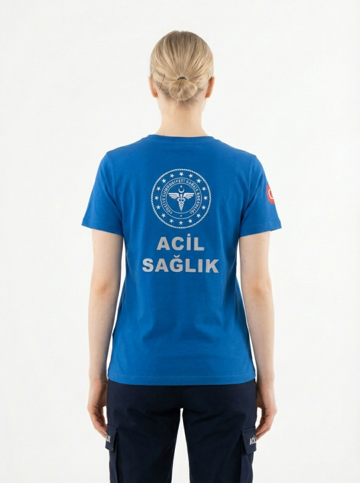 Turkuaz 112 Acil Sağlık Bisiklet Yaka Penye Tişört Unisex