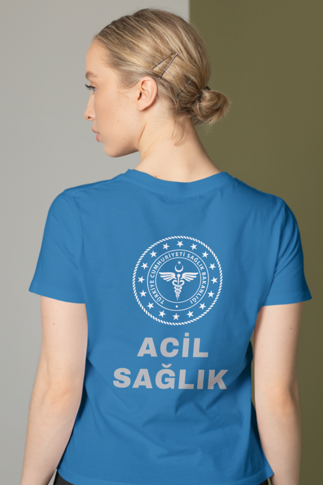 Turkuaz 112 Acil Sağlık Bisiklet Yaka Tişört Unisex L