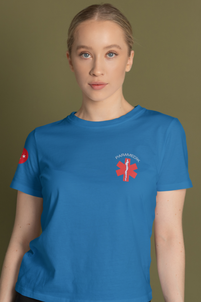 Turkuaz Paramedik Bisiklet Yaka Tişört Unisex M