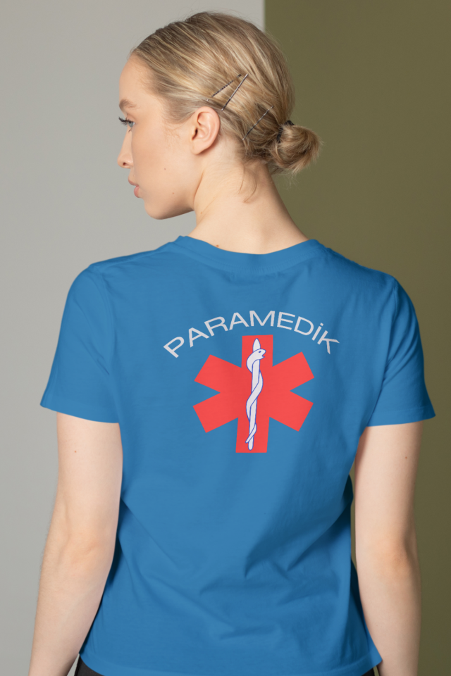 Turkuaz Paramedik Bisiklet Yaka Tişört Unisex M