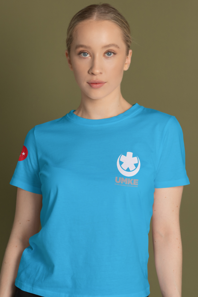 Turkuaz UMKE Bisiklet Yaka Penye Tişört Unisex