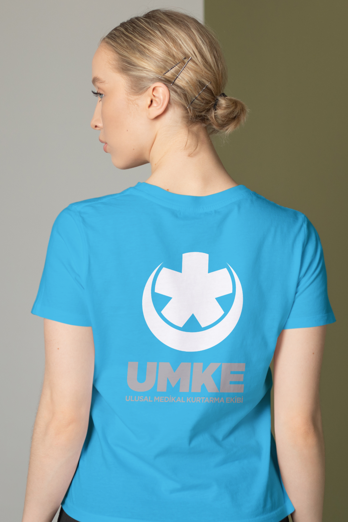 Turkuaz UMKE Bisiklet Yaka Penye Tişört Unisex